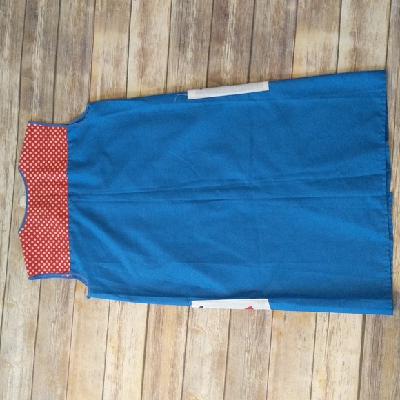 VTG Artistic Creation Red + Blue Apron w/Mushrooms - Picture 2 of 8